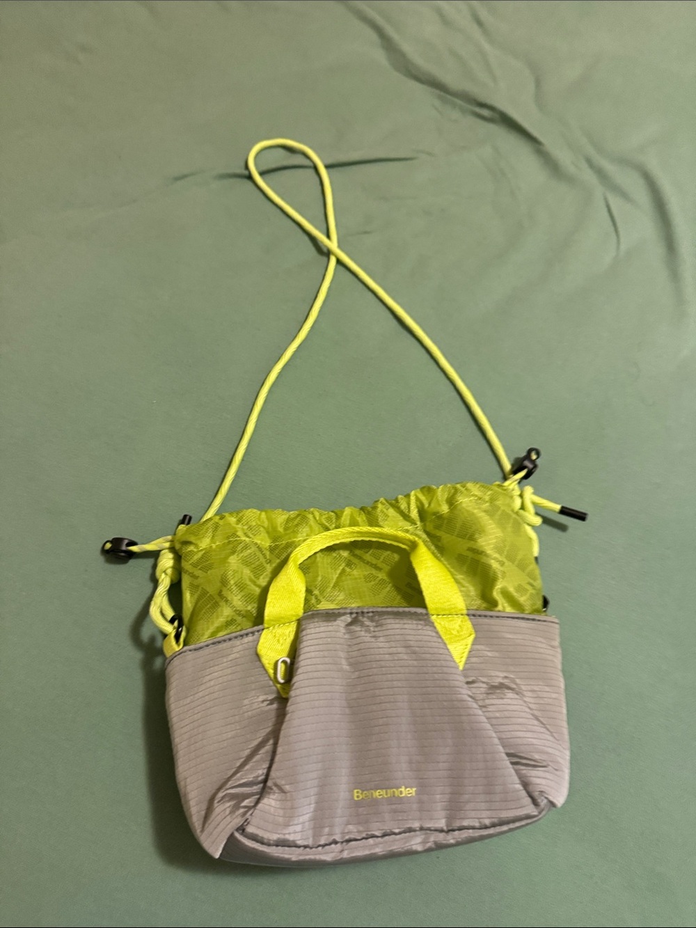 Small Two-Tone Lime and Gray Crossbody Tote